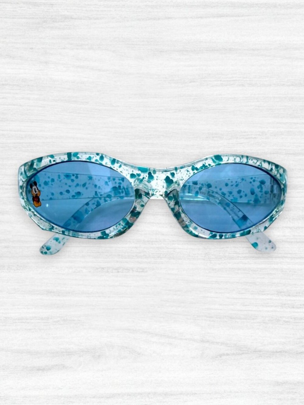 Vintage Disney Mickey Mouse Blue Splash Sunglasses Y2K Oval Retro Kids